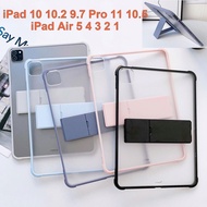 For iPad 10 10.9" 10.2 Pro 11 10.5 6 5 9.7 2017 2018 Air 5 4 3 2 1 iPad 10th 9th 8th 7th 6th 5th Gen Color Edge Clear Matte Hard PC Stand Cover Folding Bracket Tablet Protection Case