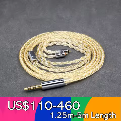 8 Core 99% 7n Pure Silver 24k Gold Plated Earphone Cable For UE Live UE6Pro Lighting SUPERBAX IPX LN