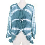 成色極佳的ISSEY MIYAKE MIYAKE 21SS IM12FO607 褶襉長袖開襟衫，綠色，2 碼，日本製造，正品，女款