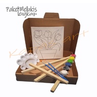 Painting Kit / Paket Kanvas Lukis Sketsa Bunga Lengkap
