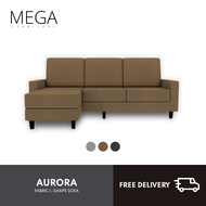 [Bulky] Aurora Brown Fabric L-Shape Sofa - 3 seater