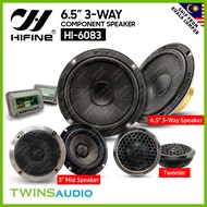HIFINE 6.5” 3-Way Component Speaker HIFINE HI-6083 Car Speaker 300 Watts