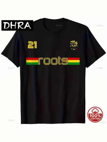 Reggae Rastafari Ethiopia Jamaica Football Style T-shirt Men's and Women's Casual Cotton Soft Tshirt