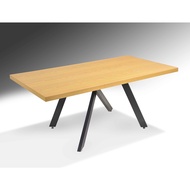 DINING TABLE WITH MDF WOOD VENEER TOP AND POWDER COATING LEGS