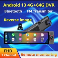 12 吋 3 CAM 4G 行車記錄器 5G WIFI Android 13 GPS 導航 Carplay Android AUTO 1080P 行車記錄器 ADAS 後視鏡記錄儀（只限今天）