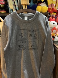 เสื้อยืดคู่รักสไตล์ย้อนยุคอเมริกัน Vintage Peanuts Anime แขนยาวหนาสำหรับผู้ชายและผู้หญิง ทรงตรง ผ้าฝ