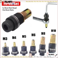 ALMA 11Pcs/Set Manual Riveter Tool, Mandrel Staple Easy Installation Hand Rivet Nut, with Rivet Nuts