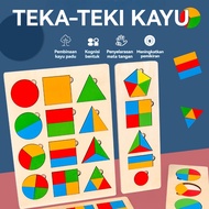 【H】Montessori Colorful Multiple Shape Puzzles Toys for 4 5 6 Years Old Toddler Shapes Geometric Jumb