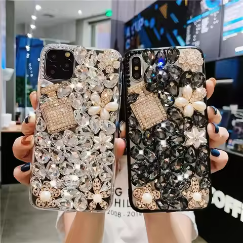 Luxury Shiny Bling Perfume Bottle Rhinestone Phone Case, Cover for Huawei Honor 70 80 90 100 Pro Lit