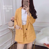 Bigsize : Set 3 psc coat+white T-shirt+dress.