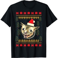 Funny Ugly Christmas Gift Cat Lover Coughing Cat Meme T-Shirt