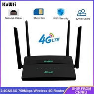 KuWFi 4G LTE Router 750Mbps Wireless Wifi Router Dual Band Home 4G Hotspot Internet ess 4Pcs Antennas For /RU/