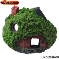 UNDIESSHOP Aquarium Decoration, Thatched House Simulation Hobbit House, Reptile Resin Betta Hideout 