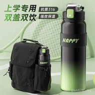 Water Bottle Double Rice Snow Thermos Cup Portable New Style Sports Drink Boys School Children Large
