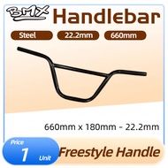 Bicycle Handlebar 660mm x 180mm – 22.2mm Clamp – Black Steel City/Comfort Bar – 1 Pc