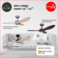 Eco-Airx WIFI S Series Comfy 46" 56" DC Motor Series Ceiling Fan Remote Control &amp; 3-tone LED light With Installation