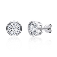 Bestone Round Bound 0.5/1 Carat Moissanite Stud Earrings Womens 925 Sterling Silver Earrings for Gif