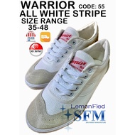 Warrior All White Size 28 - 48 School Shoes 28A 55H  Ready Sport Badminton Fashion Sneaker Canvas Indoor Outdoor Takraw