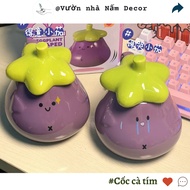 Cute Eggplant ceramic cup as a gift, large capacity 550ml