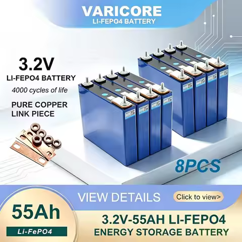8pcs 3.2V 55Ah LiFePO4 Battery Lithium Iron Phosphate for 4s 12V 24V 3C Golf Cart Motorcycle Car Mot