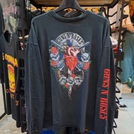 ((100% Cotton) Gun Flower Guns N Roses Gun and Roses American Retro vintage Long Sleeve T-Shirt