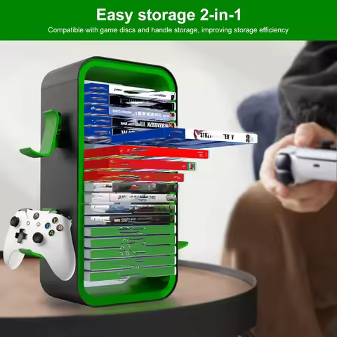 LinYuvo Game Storage Tower - Universal Video Game Organizer for PS4, PS5, Xbox, Switch and Blu-Ray -