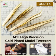 MJL Model Tweezers High Precision 3CR-13 Stainless Steel Durable & Rustproof Bent / Straight Tip Gol