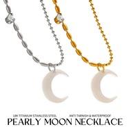 [SG] PEARLY MOON NECKLACE | STAINLESS STEEL | DAILY WEAR | ANTI-TARNISH | WATERPROOF | COSTUME JEWEL