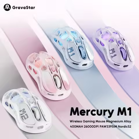 GravaStar Mercury M2 M1 Wireless Gaming Mouse Alloy 26000 DPI PAW3395DM Sensor Lightweight Hollowed 