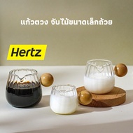 Hertz Cafe Measuring Cup Small Wooden Espresso Coffee Ounce 50/100/150ml Glass Handle IGXU