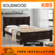 (FREE Installation+Shipping) KBS Petersfield FULL SOLID WOOD Bed Frame / Katil Kayu / Single / Queen