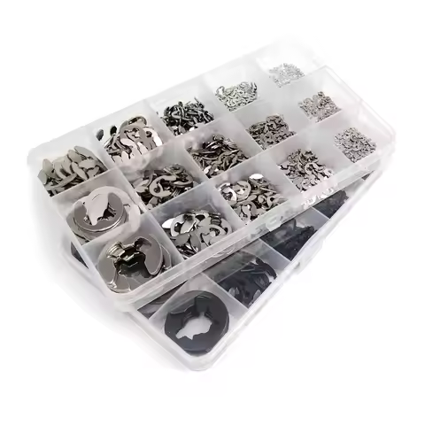 1 Kit M1.2 to M15 GB896 E type Circlip Shaft Bearing External Retaining Ring Snap Washer Black 65mn 