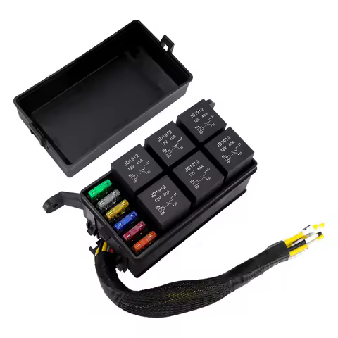 A car 12V 6-way fuse box relay box with 6 relays and 6 ATC/ATO fuse holders, fuse relay box, used fo
