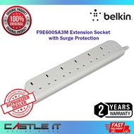 Belkin 6 Plug Socket Surge Protector Extension Electric Cords ECONOMY SERIES F9E600SA3M