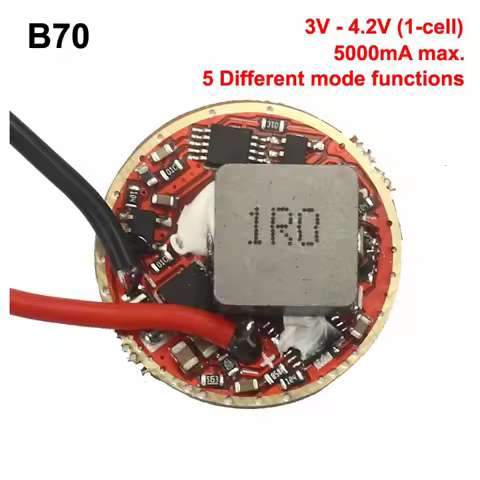 B70 22mm 5000mA 3V - 4.2V 1-cell 5-Mode Boost Driver Board for XHP70 6V Flashlight Build DIY Circuit