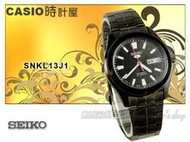 CASIO 時計屋_SEIKO精工五號_SNKL13J1_丁字黑鋼機械錶夜光_全新有保固_附發票~