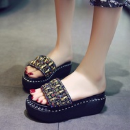 SA Bread-soled sandals with sequined stones, 5.5 cm