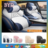 OvO [IN STOCK]BYD ATTO 3 Car Headrest Imported Memory Foam Cushion Leather Neck Pillow Pu Waist Cush