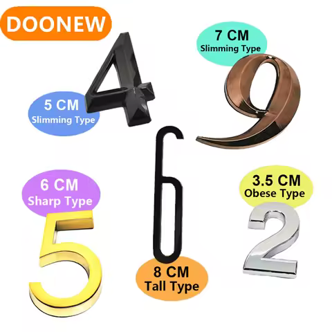 House Number Stickers 3D Self Adhesive Door Plate Sign Digits Apartment Hotel Office Door Address AB