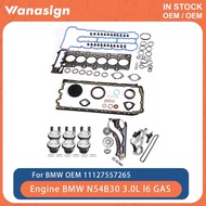 Engine Head Gasket Set Timing Chain Kit Piston & Ring Set Fit 3.0 L For BMW 335i F02 E90 E92 E88 E60
