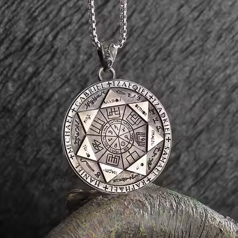 7 Archangels Seal Pendant Solomon Talisman Stainless Steel Necklace Mystical Amulet Jewelry For Men 