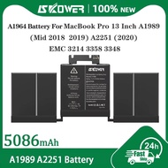 SKOWER A1964 Laptop Battery For MacBook Pro 13 Inch A1989 (Mid 2018 2019)  A2251 (2020) EMC 3214 335