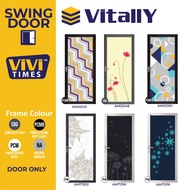 Aluminium Swing Door Toilet Bathroom Door Toilet Swing Door Pintu Tandas Jenis Vitally Eco Art Panel