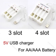 Universal USB Output Battery Charger 3/4 Slot Adapter For AA/AAA Battery Rechargeable Quick Charge B