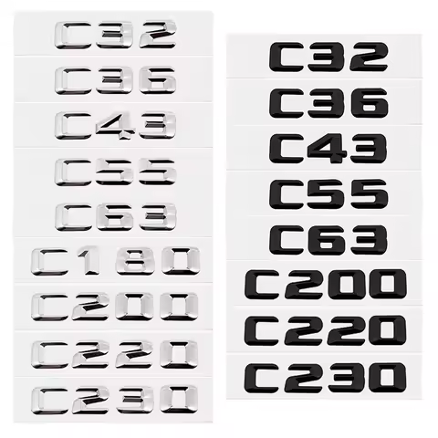 3D Car Tail Letter Stickers Badge for Mercedes Benz C Class C32 C36 C43 C55 C63 C180 C200 C220 C230
