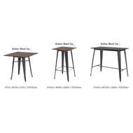 CAFE LOW &amp; HIGH TABLE/ SOLID WOOD TABLE TOP WITH METAL LEG