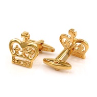 Kemstone Gold Plated Crown Cufflinks Wedding Jewelry for Bridegrooms