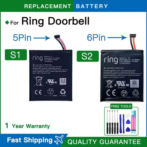 Brand new S1 S2 Replacement Battery For Ring 5UM5E5 Video Doorbell 1 2 Generation ring 1st 2nd Doorb