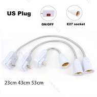 23cm 43cm 53cm AC 110V 220V E27 US plug Lamp Bulb Flexible Light Bases Holder Switch Adapter power S