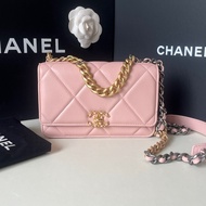 99新 Chanel/香奈兒 23S櫻花粉19bag woc鏈條包羊皮 23芯片